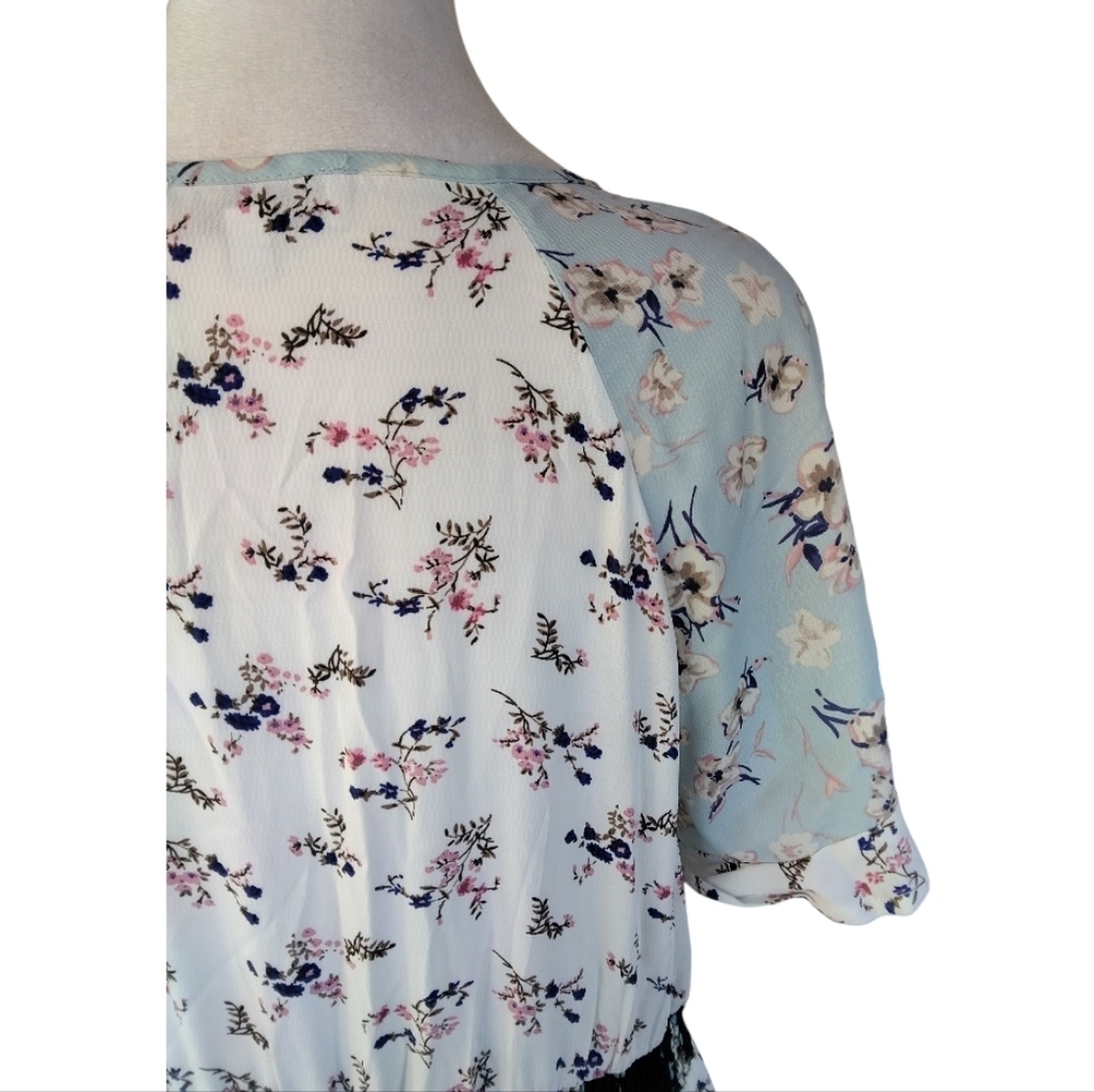 Hayden Los Angeles Ditsy Floral Tiered Skirt Midi Length Dress Size Large - Picture 8 of 9